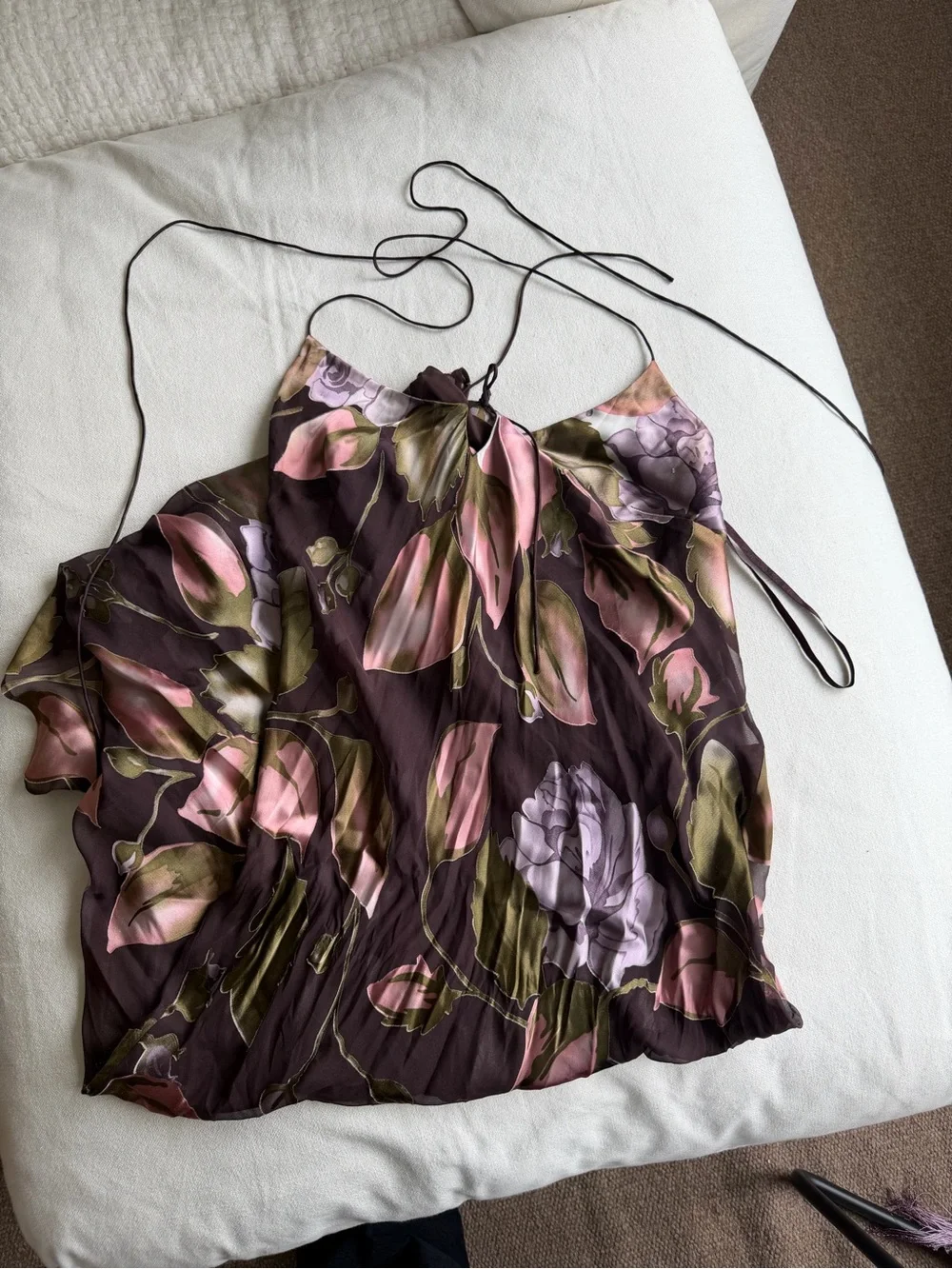 Malin Ladeus Vintage Purple Silk Slip Dress + Matching Silk Fringe Pareo